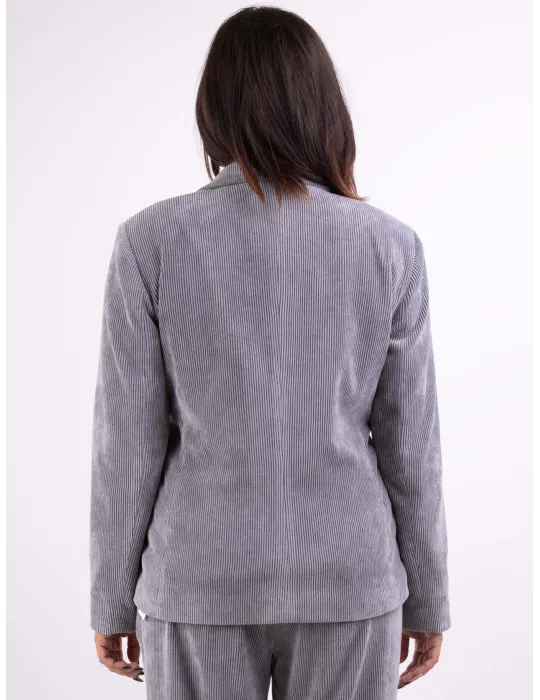 Volpato Italy Plus size pearl grey velvet suit blazer jacket for women