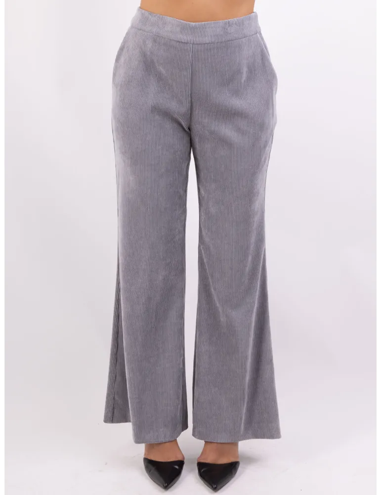 Volpato pearl grey velvet flared long trousers Volpato pearl grey velvet flared long trousers