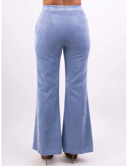 Volpato Italian clothing | Light blue velvet flared long trousers