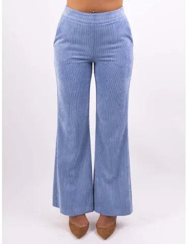 Volpato Italian clothing | Light blue velvet flared long trousers