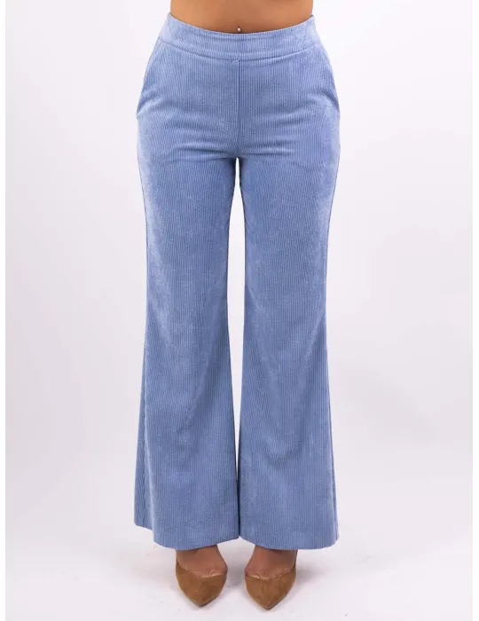 Volpato Italian clothing | Light blue velvet flared long trousers Volpato Italian clothing | Light blue velvet flared long trousers