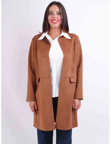 Volpato - Shop online | Giacca lunga spolverino scamosciato tabacco