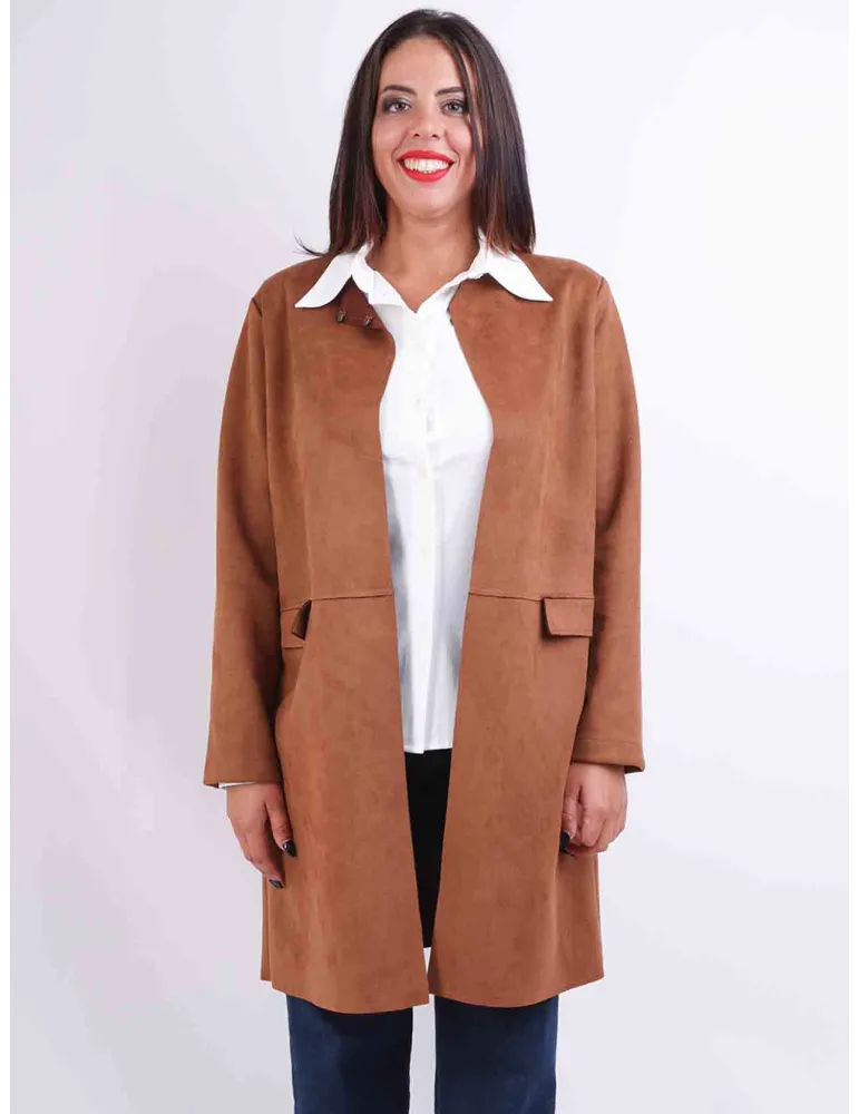 Volpato tobacco brown suede duster jacket coat Volpato tobacco brown suede duster jacket coat