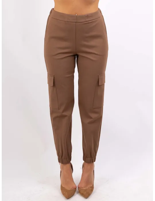 Camel brown cargo trousers with rhinestones | Volpato Italian clothing Camel brown cargo trousers with rhinestones | Volpato Italian clothing