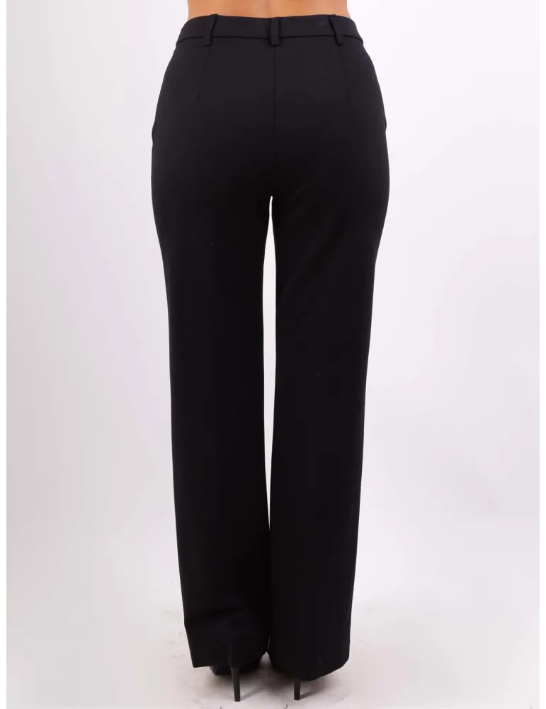 Plus size black jersey flared trousers | Buy Volpato Italian clothing