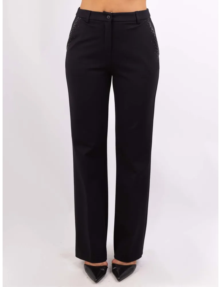 Plus size black jersey flared trousers | Buy Volpato Italian clothing Plus size black jersey flared trousers | Buy Volpato Italian clothing
