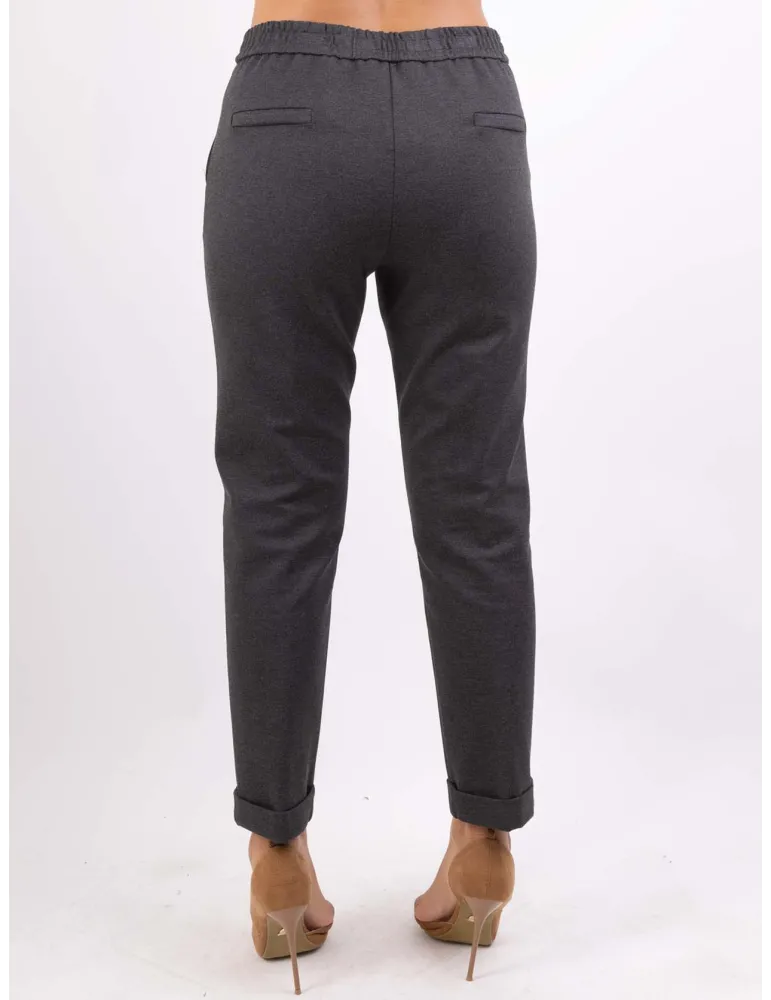 Volpato | Melange grey turn up cigarette trousers plus size available