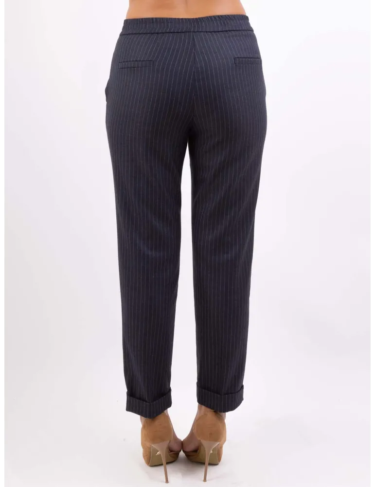 Volpato Italy blue and pink pinstriped cigarette trousers