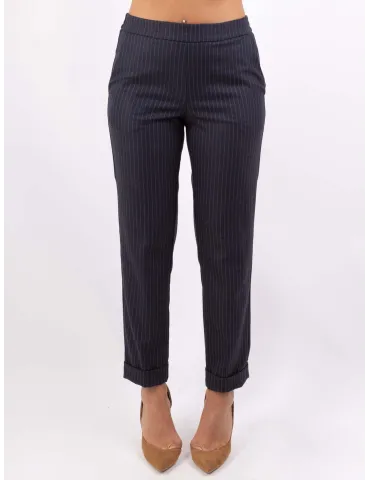 Volpato Italy blue and pink pinstriped cigarette trousers