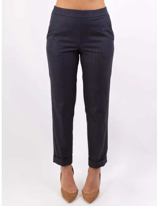 Volpato | Blue and pink pinstriped cigarette trousers plus size available Volpato | Blue and pink pinstriped cigarette trousers plus size available