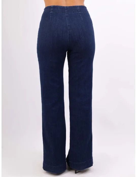 Volpato Italy Bodycon and plus size denim blue flared jeans trousers