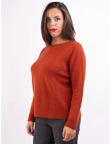 Riva Tricot Italian knitwear | Rusty orange fine merino wool sweater 2
