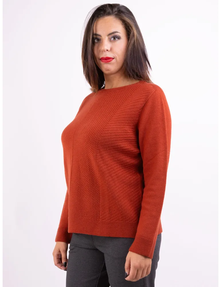 Riva Tricot Italian knitwear | Rusty orange fine merino wool sweater