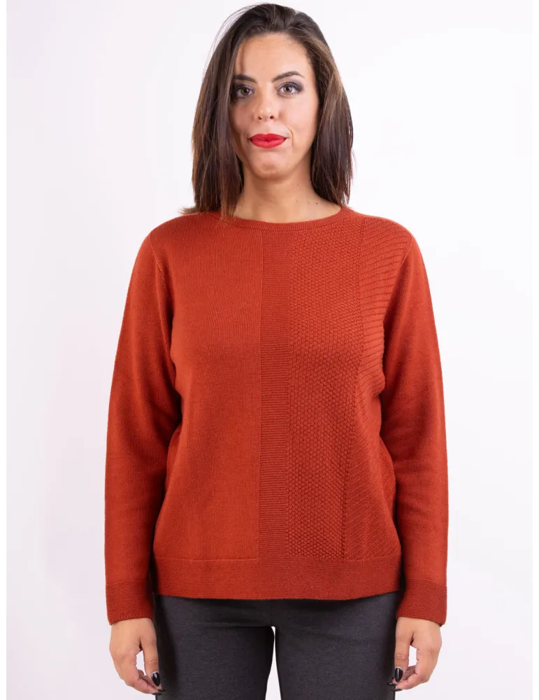 Riva Tricot Italian knitwear | Rusty orange fine merino wool sweater Riva Tricot Italian knitwear | Rusty orange fine merino wool sweater