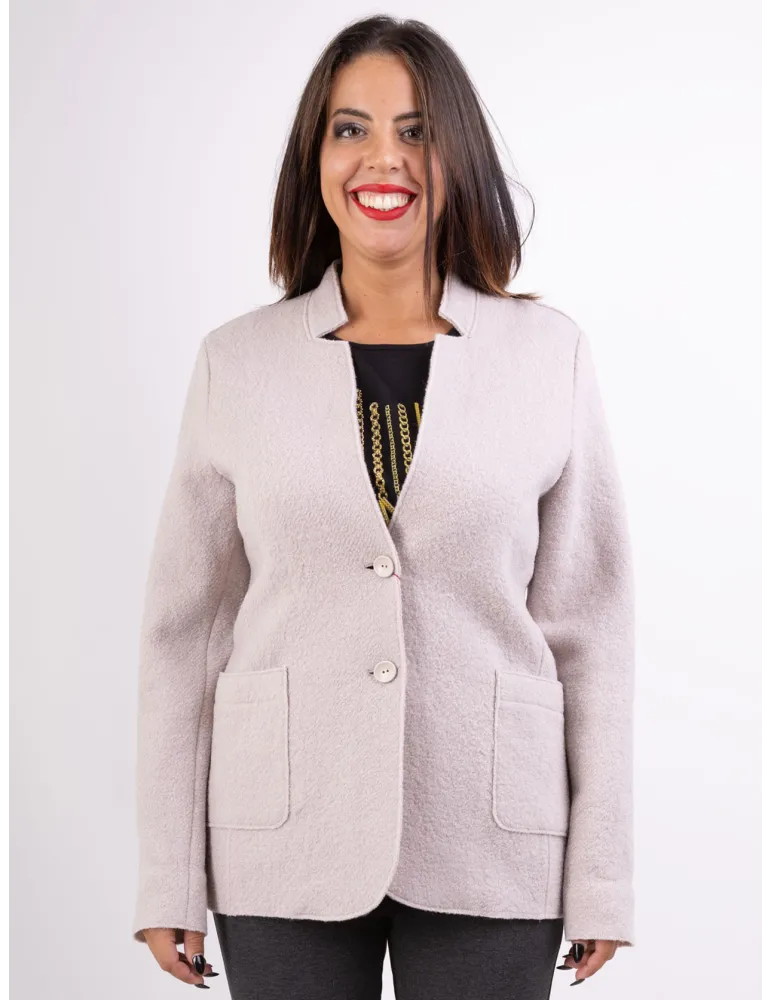 Riva Tricot skin beige boiled woolen casual jacket Riva Tricot skin beige boiled woolen casual jacket