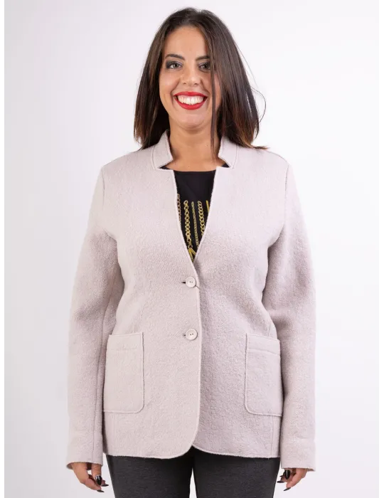 Riva Tricot | Giacca destrutturata in lana cotta bouclair beige cipria Riva Tricot | Giacca destrutturata in lana cotta bouclair beige cipria