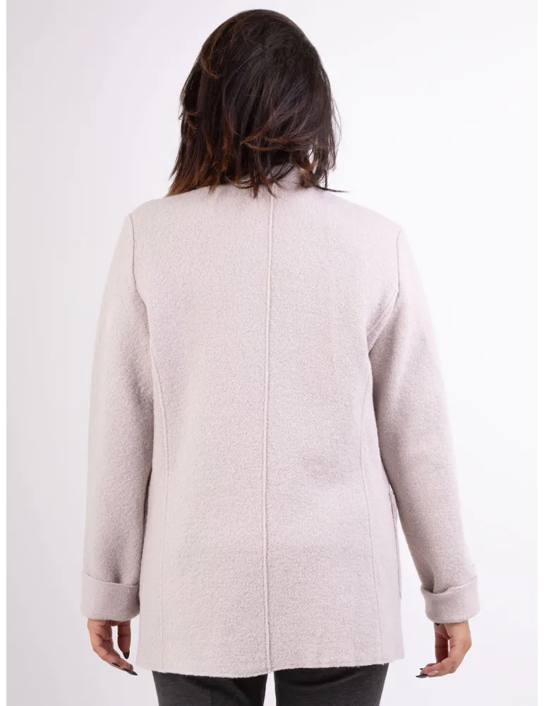 Riva Tricot | Giacca destrutturata in lana cotta bouclair beige cipria