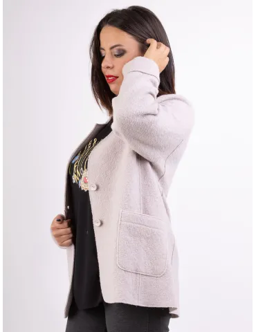 Riva Tricot skin beige boiled woolen casual jacket for middle season 2