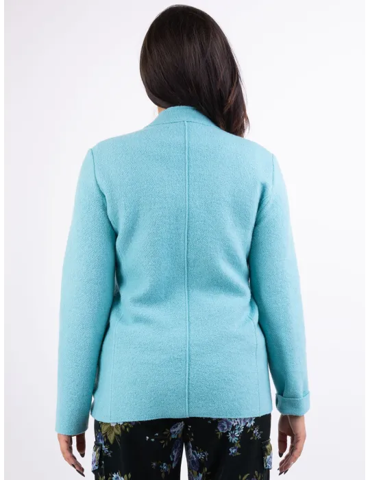 Riva Tricot | Giacca destrutturata in lana cotta bouclair verde acqua