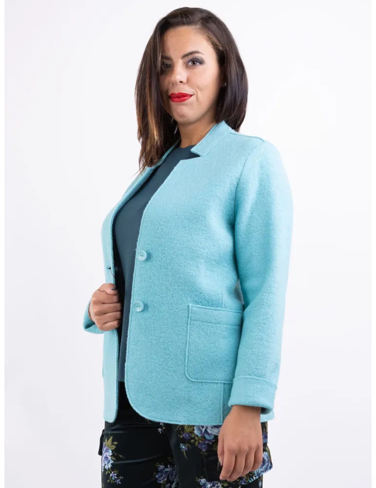 Riva Tricot water green boiled woolen casual jacket