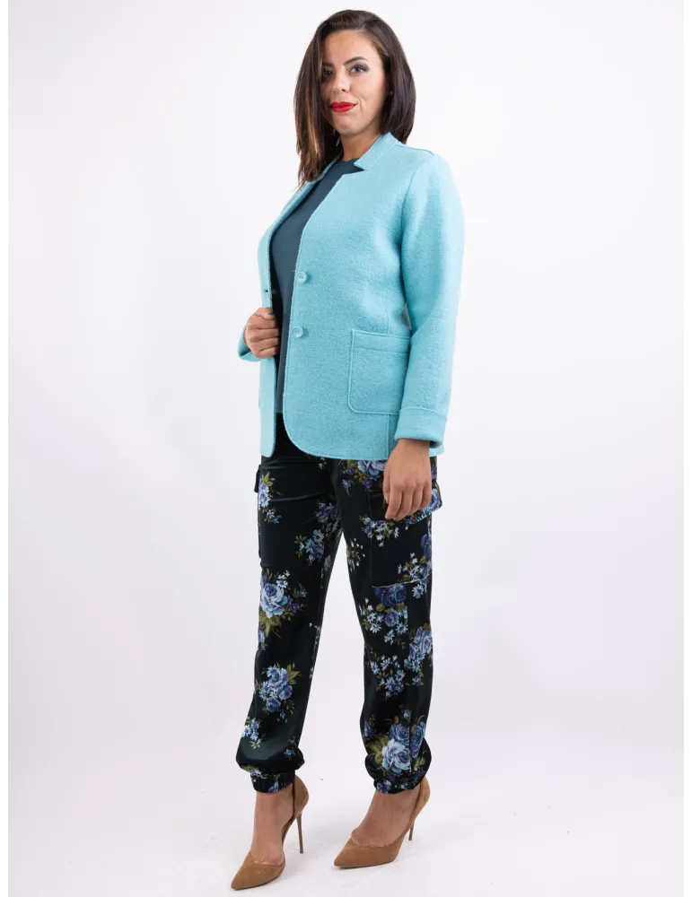 Riva Tricot water green boiled woolen casual jacket