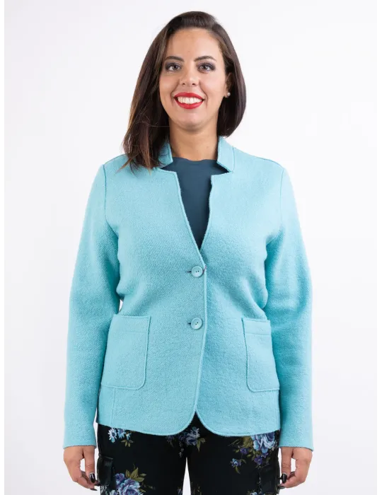 Riva Tricot | Giacca destrutturata in lana cotta bouclair verde acqua Riva Tricot | Giacca destrutturata in lana cotta bouclair verde acqua