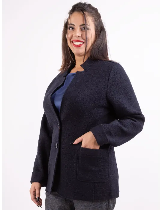 Riva Tricot dark blue boiled woolen casual jacket