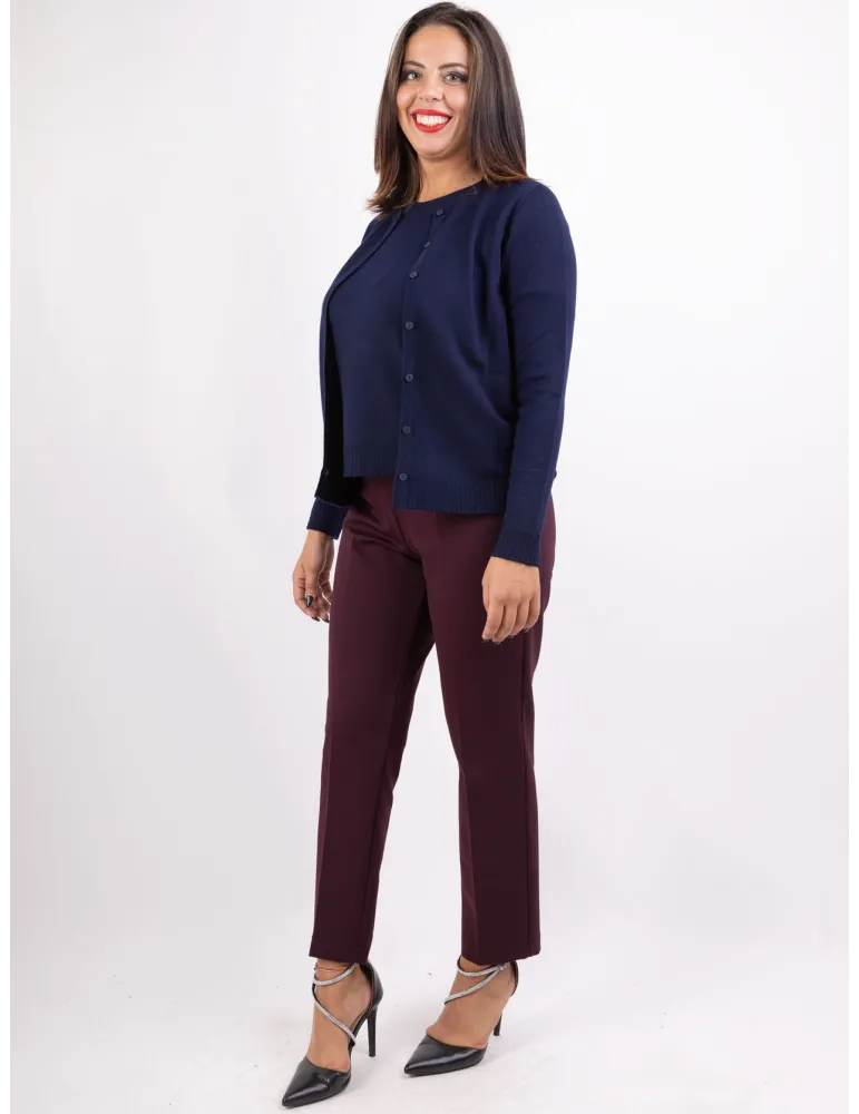 Riva Tricot Italian knitwear | Dark blue merino wool two pieces twinset