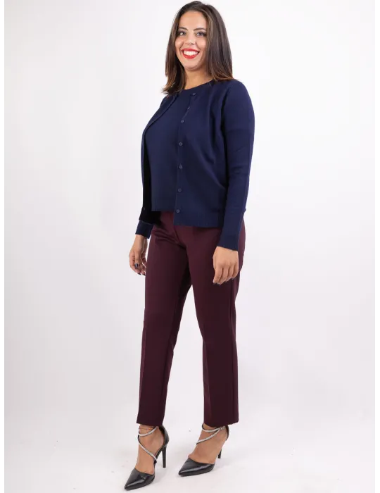 Riva Tricot plain dark blue merino wool two pieces twinset