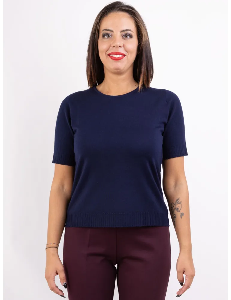 Maglificio di Nibionno A/I 2024-25 | Twinset blu in lana merino Gatto