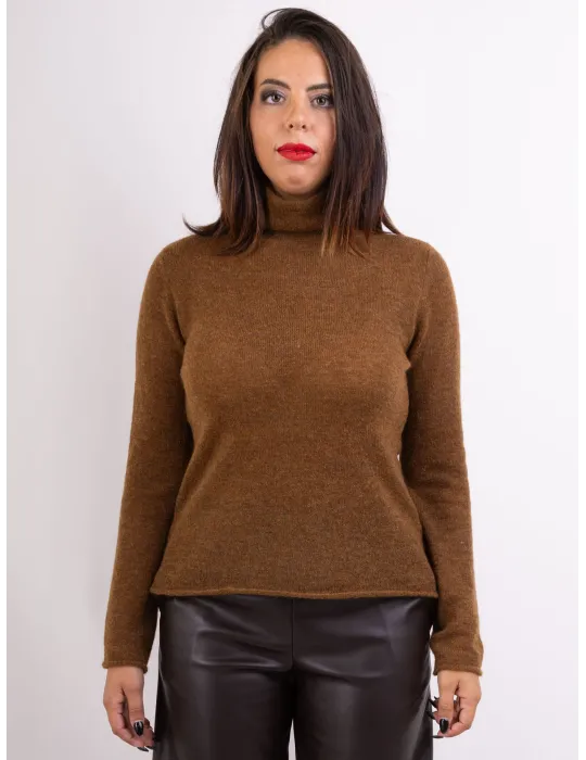 Frida Madè Italian Knitwear | Brown merino alpaca turtleneck sweater Frida Madè Italian Knitwear | Brown merino alpaca turtleneck sweater