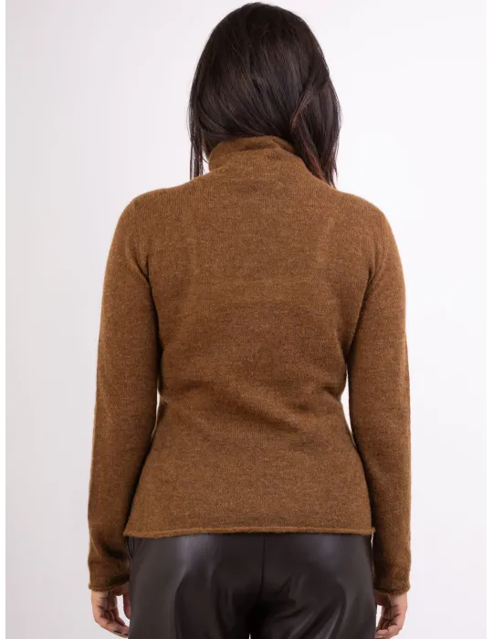 Frida Madè Italian Knitwear | Brown merino alpaca turtleneck sweater