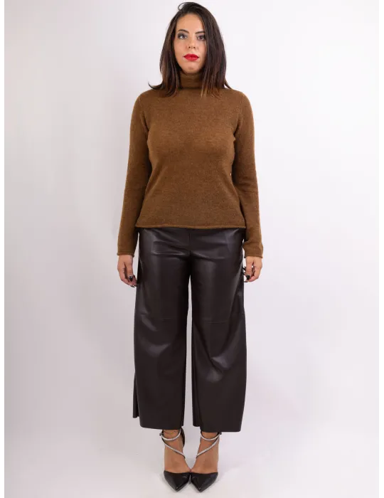 Frida Madè Italian Knitwear | Brown merino alpaca turtleneck sweater