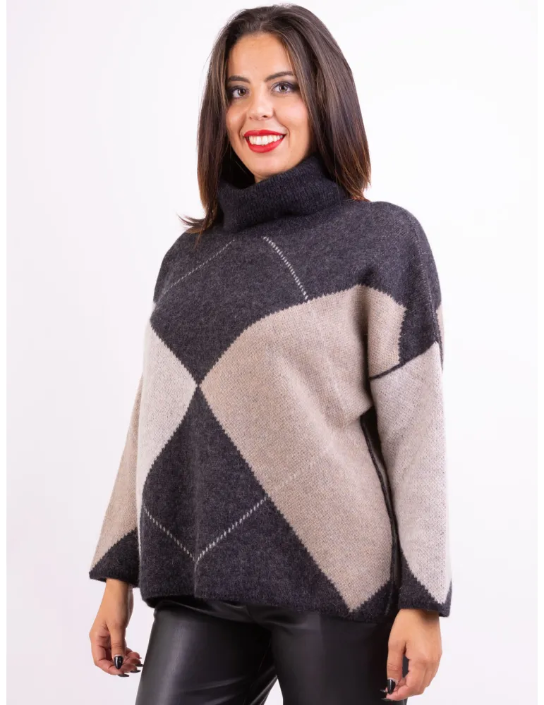 Maglione dolcevita nero over in lana e alpaca fino alla 54 by Frida