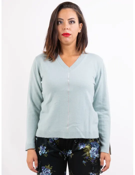 Frida Madè | Pullover in cashmere seta verde salvia con strass Frida Madè | Pullover in cashmere seta verde salvia con strass
