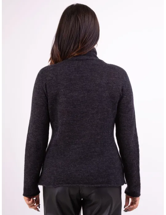 Frida Madè black grey merino and alpaca turtleneck sweater
