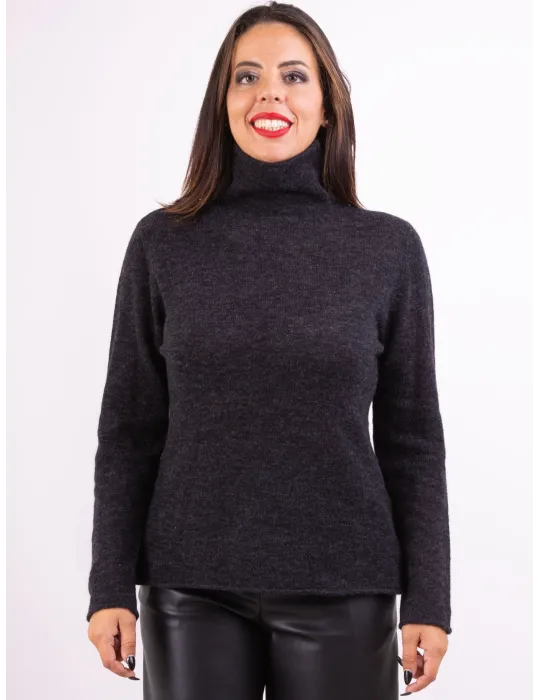 Frida Madè black grey merino and alpaca turtleneck sweater Frida Madè black grey merino and alpaca turtleneck sweater