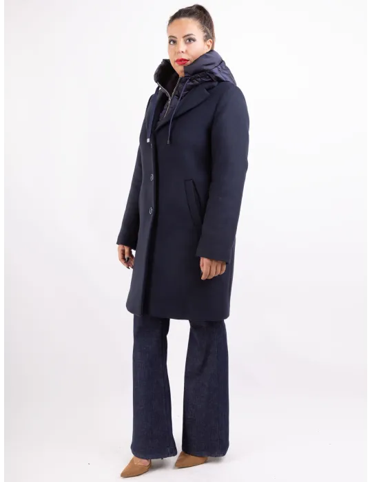 Milestone woman | Cappotto blu imbottito col cappuccio fino tg 54
