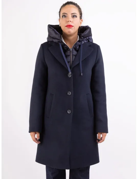 Milestone woman | Cappotto blu imbottito col cappuccio fino tg 54