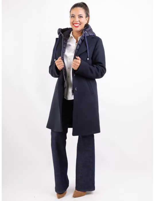 Milestone woman | Cappotto blu imbottito col cappuccio fino tg 54