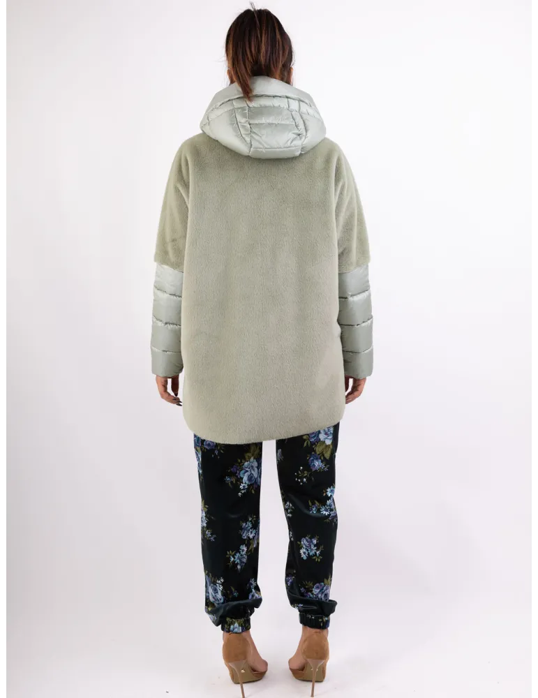 Milestone light green eco friendly suede hooded jacket coat