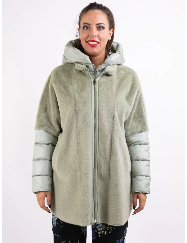 Milestone Outerwear | Giaccone eco montone verde chiaro con cappuccio Milestone Outerwear | Giaccone eco montone verde chiaro con cappuccio