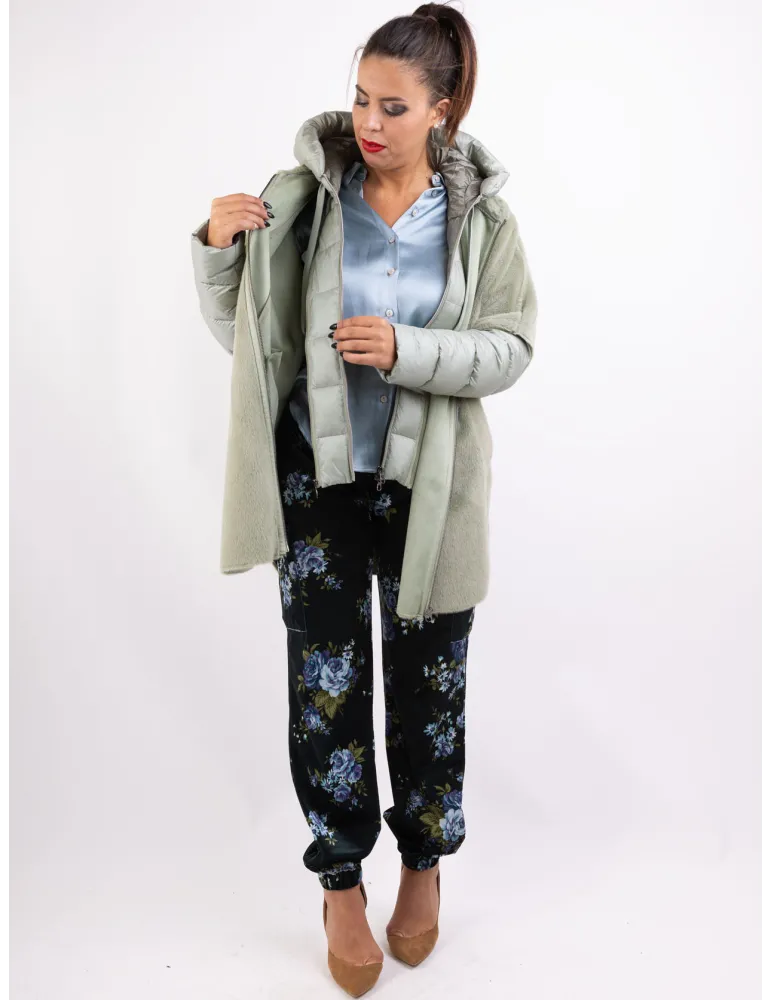 Milestone Outerwear | Giaccone eco montone verde chiaro con cappuccio