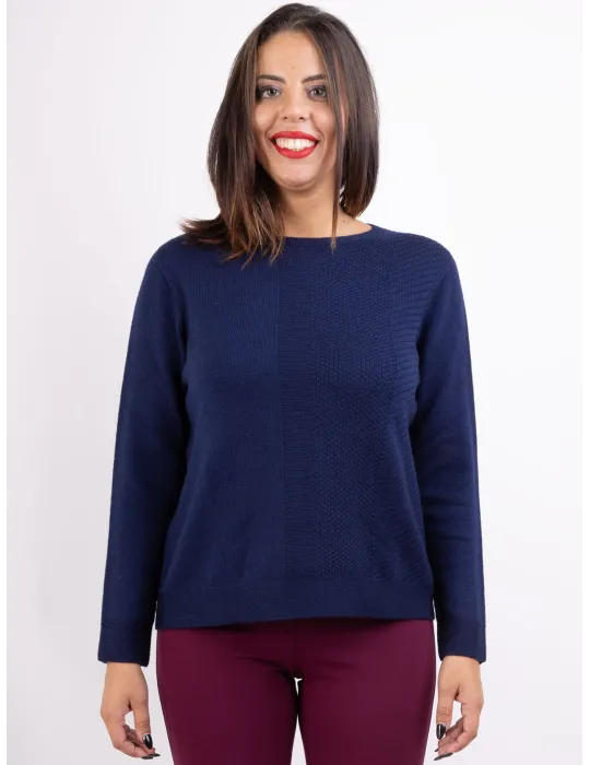 Riva Tricot dark blue merino wool round neck sweater Riva Tricot dark blue merino wool round neck sweater