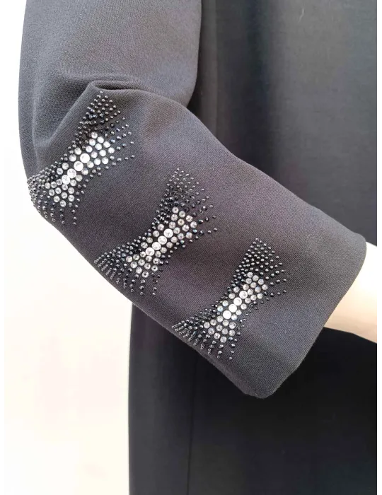 Piero Moretti | Abito tubino nero con fiocchi di strass fino alla 60