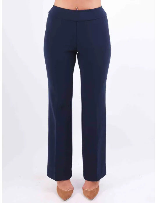 Aldo Colombo Online | Pantaloni blu a zampa in lana e cady fino tg 58