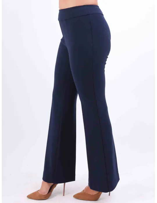 Aldo Colombo Online | Pantaloni blu a zampa in lana e cady fino tg 58