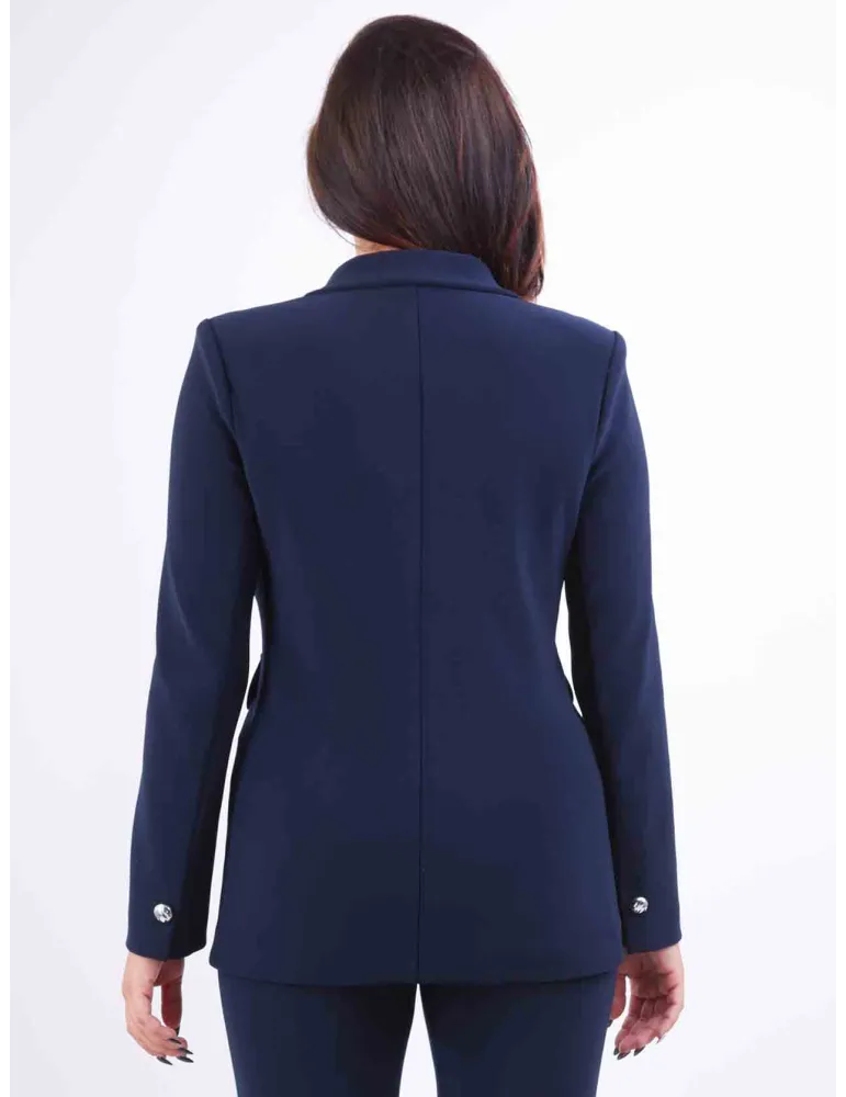 Aldo Colombo Italy | Dark blue wool and silk formal suit jacket