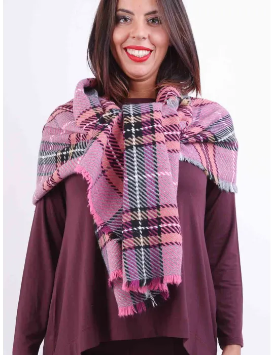 Rubamori fuchsia and purple alpaca and merino wool scarf