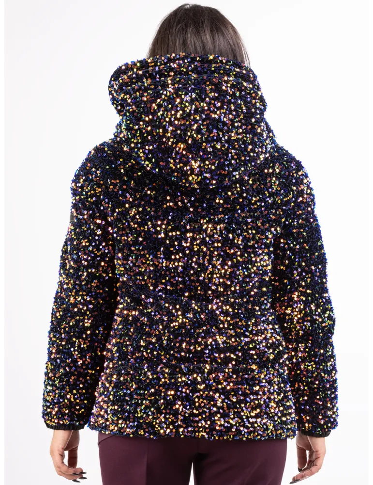Milestone Multi-coloured sequins padded hood jacket